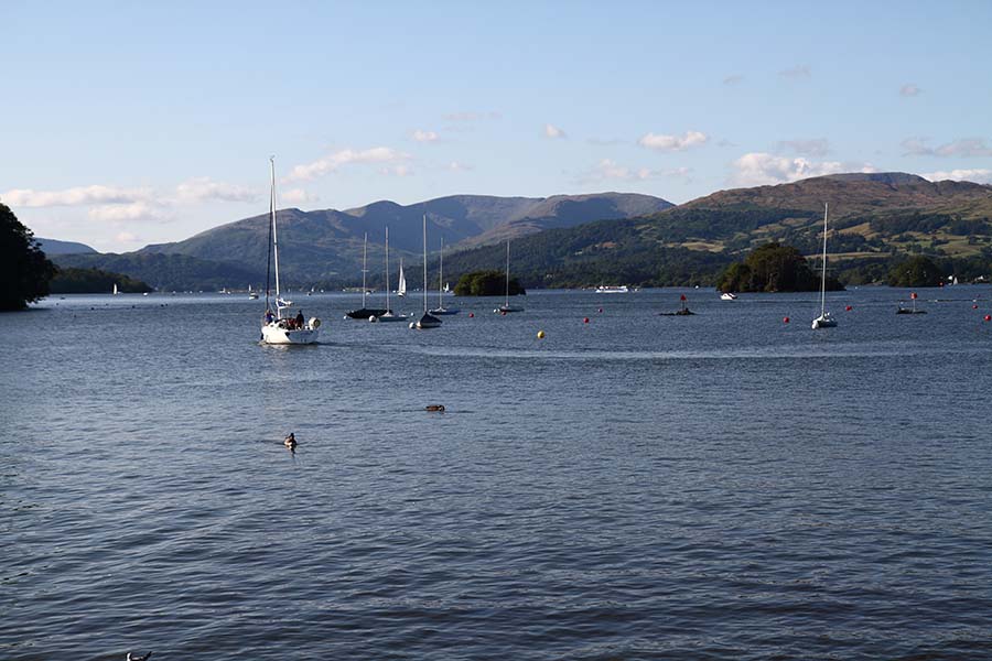 View of the Lake Windermere with Mountains in the Background